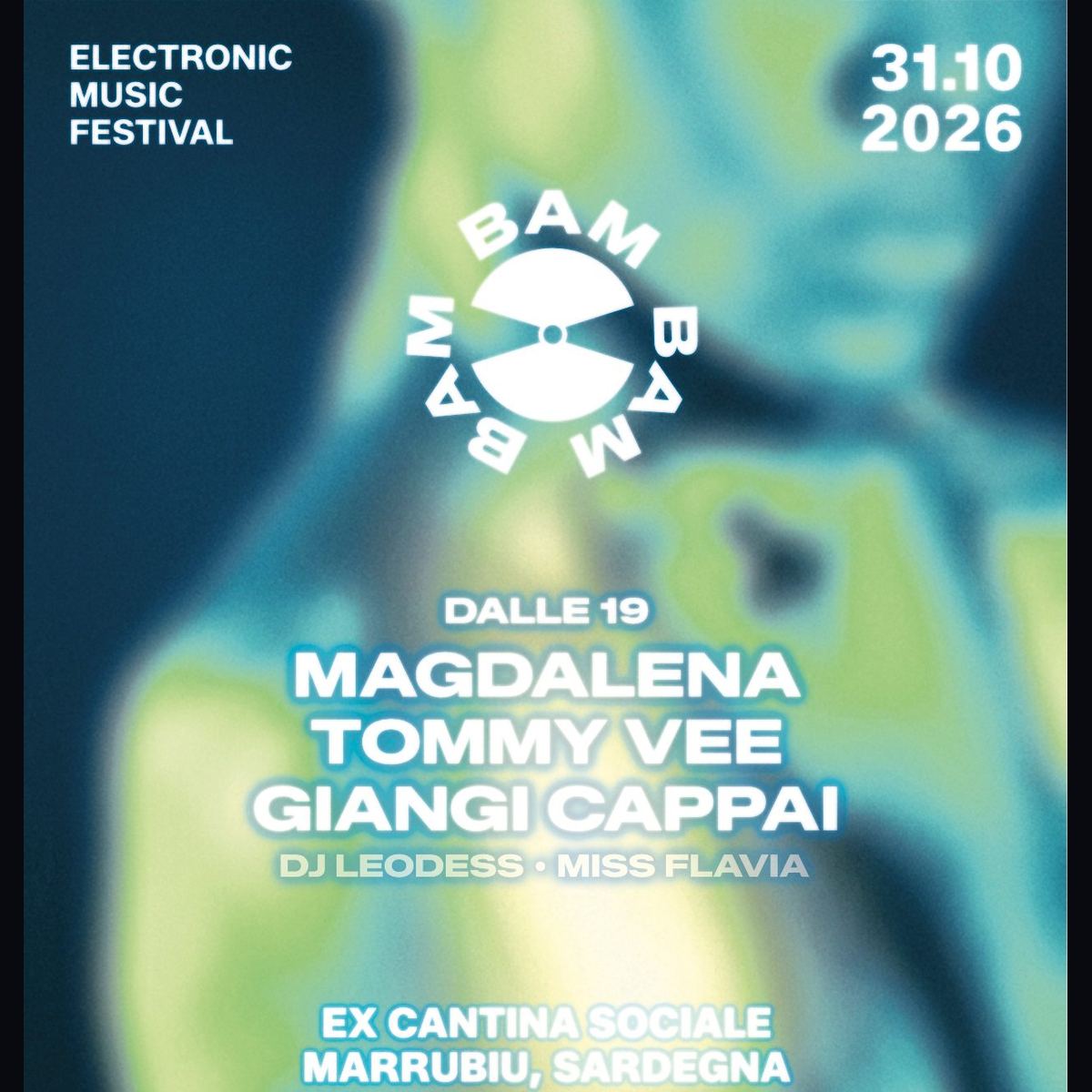 Locandina approvata di BAM BAM BAM Festival, 31 ottobre 2026, Ex Cantina Sociale Marrubiu